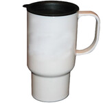 Stainless steel 14oz travel mug.