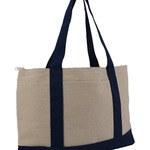 Large Zippered Cotton Canvas Tote