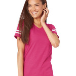 Women's Football V-Neck Fine Jersey T-Shirt