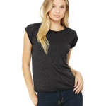 Ladies' Flowy Muscle T-Shirt with Rolled Cuff