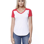 Ladies' CVC Varsity V-Neck T-Shirt