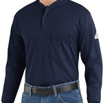 Long Sleeve Tagless Henley Shirt - Tall Sizes