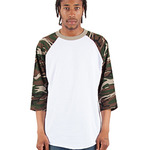 Adult Three-Quarter Sleeve Camo Raglan T-Shirt