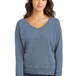 Garment Dyed V Neck Sweatshirt