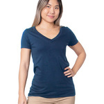 Ladies' USA Made Fine Jersey V-Neck T-Shirt